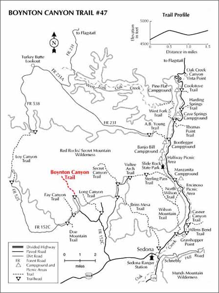 Boynton Canyon Trail map in Sedona Arizona