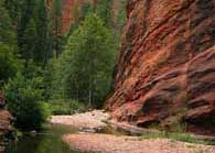 Creek Running Through Red Rock Cliffs