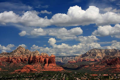 Picture showing view of Coffee Pot Rock from Airport Mesa in Sedona AZ