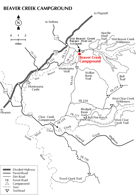 Map: Beaver Creek Campground in Sedona 