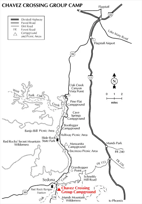 Sedona Chavez Campground Map