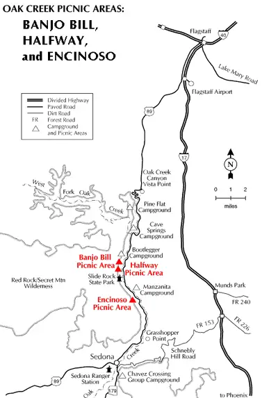 Map of Banjo Bill, Halfway and Encinoso Picnic Areas
